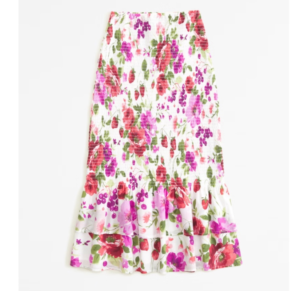 Smocked Midi Skirt